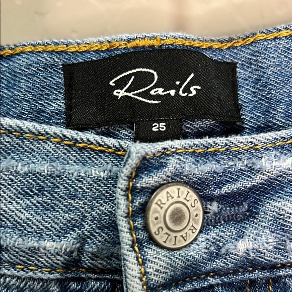 Rails Shorts Jean Jesse Daisy Vintage Distressed  Embroidery Fray Edge Button - Picture 4 of 13